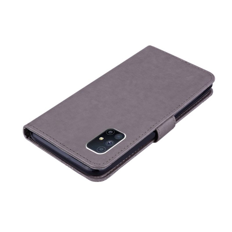 Flip Cover Samsung Galaxy M51 Grå Mobilcover Uglemandala Og Charme