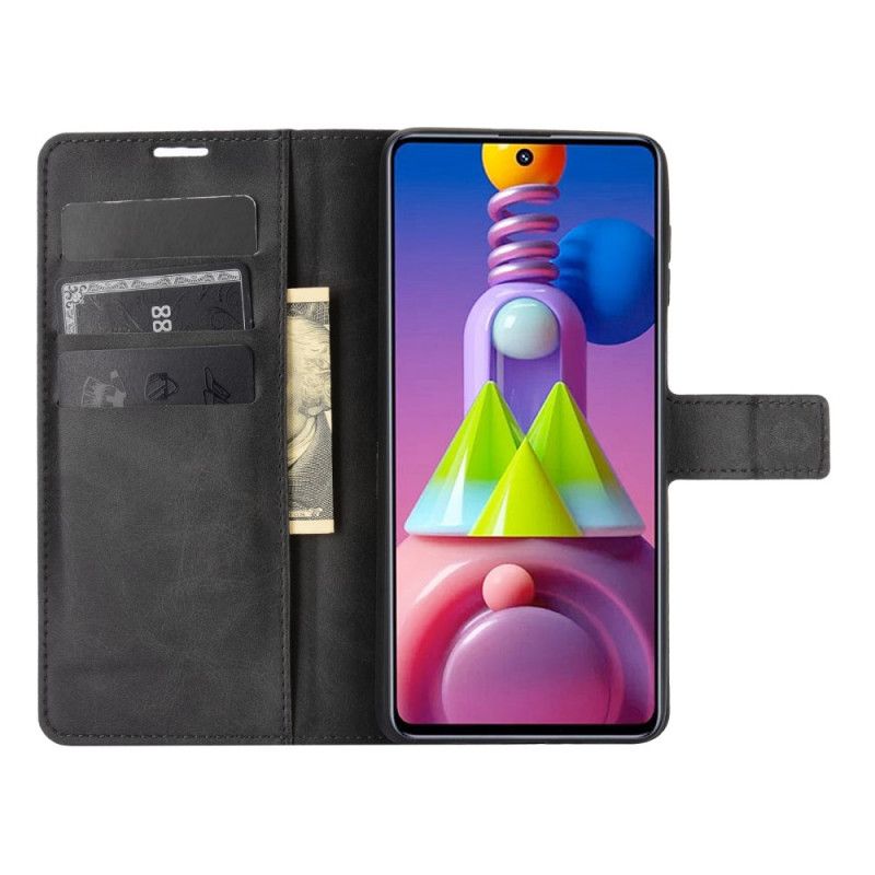 Flip Cover Samsung Galaxy M51 Sort Mobilcover Slankt Imiteret Læder