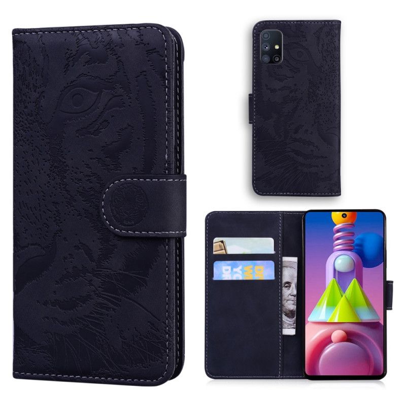 Flip Cover Samsung Galaxy M51 Sort Tiger Ansigtsprint