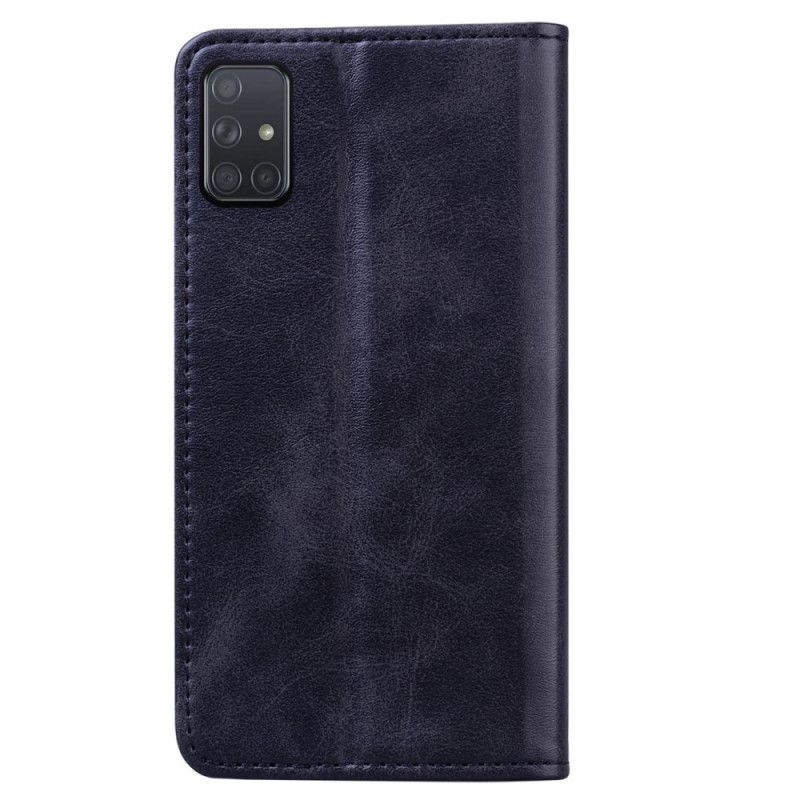 Læder Cover for Samsung Galaxy M51 Sort Tofarvet Forretningslædereffekt