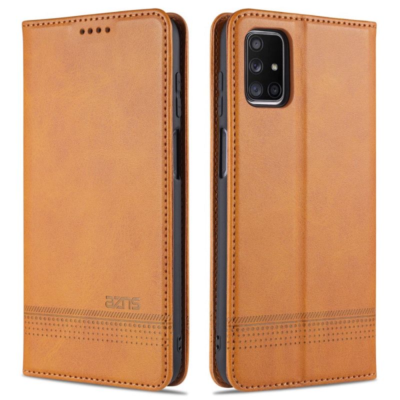 Læder Cover Samsung Galaxy M51 Sort Azns Læder Stil Beskyttelse