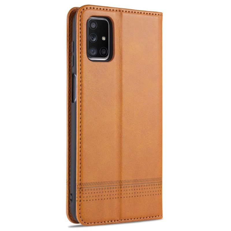 Læder Cover Samsung Galaxy M51 Sort Azns Læder Stil Beskyttelse