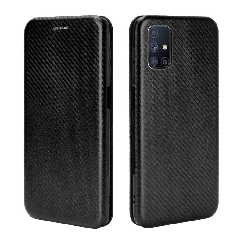 Læder Cover Samsung Galaxy M51 Sort Mobilcover Kulfiber