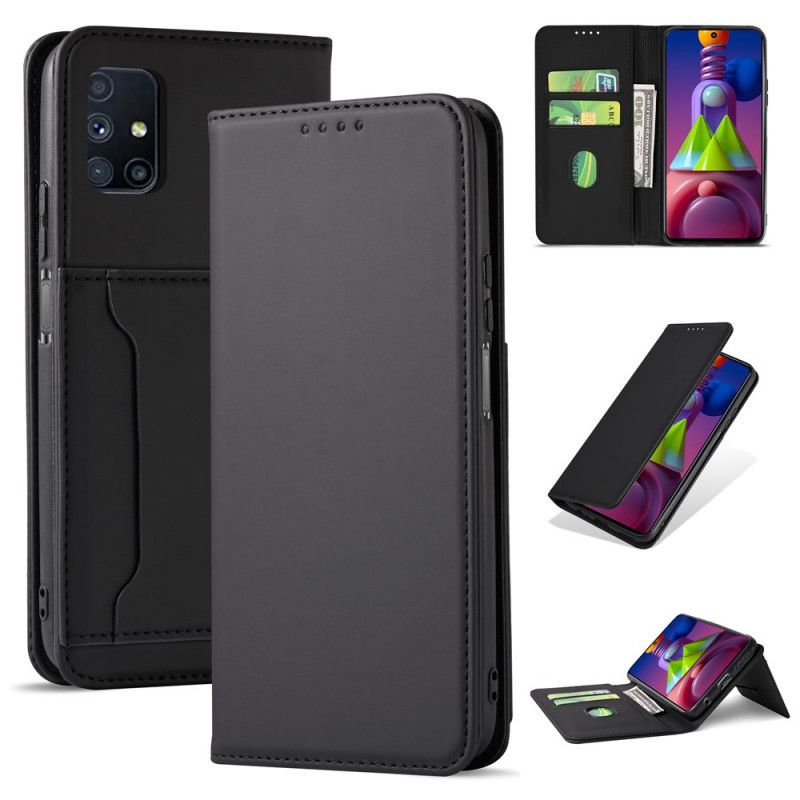 Læder Cover Samsung Galaxy M51 Sort Support Kortholder Beskyttelse