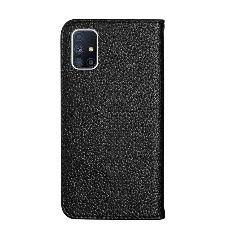 Læder Cover Samsung Galaxy M51 Sort Ultra Chic Lychee Imiteret Læder