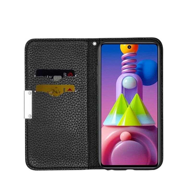 Læder Cover Samsung Galaxy M51 Sort Ultra Chic Lychee Imiteret Læder