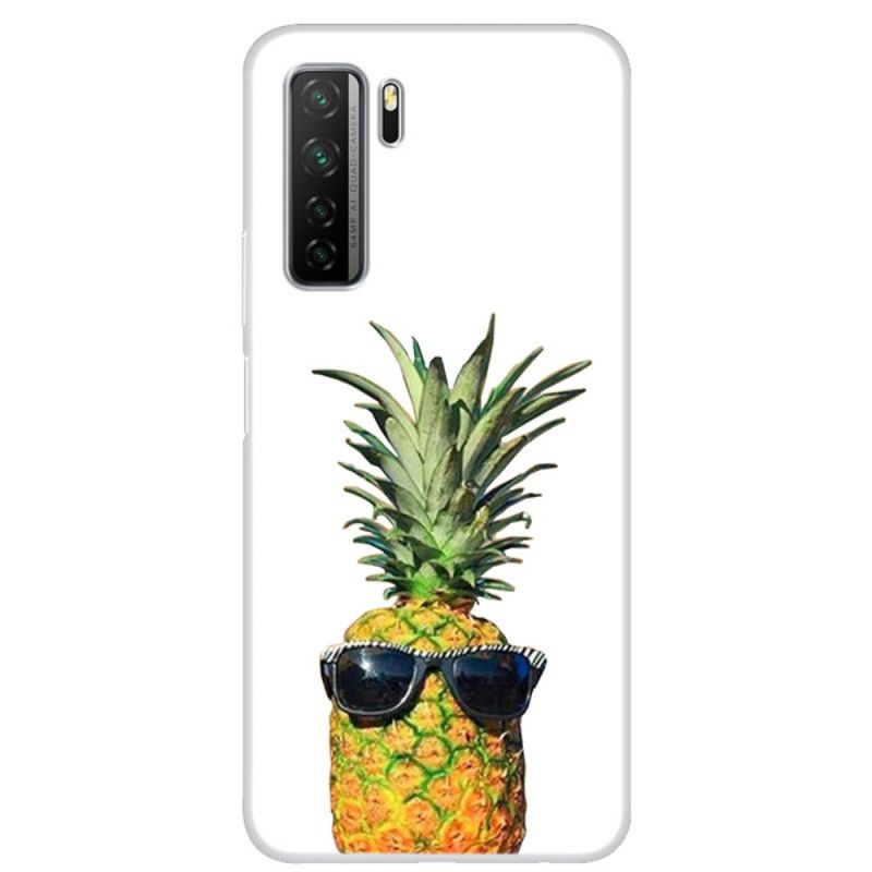 Cover Huawei P40 Lite 5G Gennemsigtig Ananas Med Briller Original