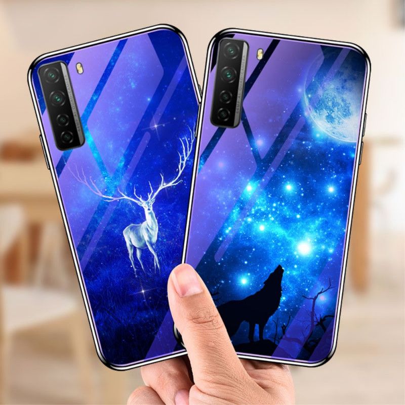 Cover Huawei P40 Lite 5G Navyblå Hærdet Glas Og Animalsk Silikone Beskyttelse