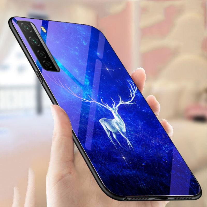 Cover Huawei P40 Lite 5G Navyblå Hærdet Glas Og Animalsk Silikone Beskyttelse