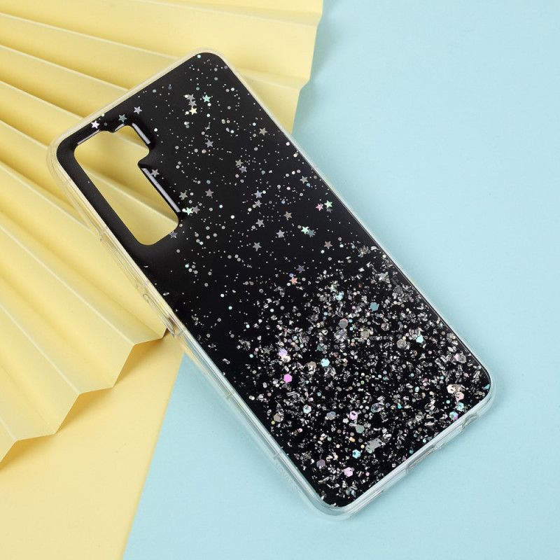 Cover Huawei P40 Lite 5G Sort Glitterpulver