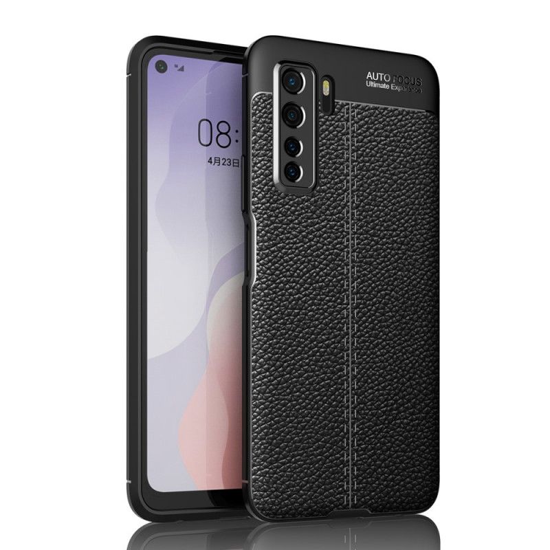 Cover Huawei P40 Lite 5G Sort Litchi Læder Tekstur