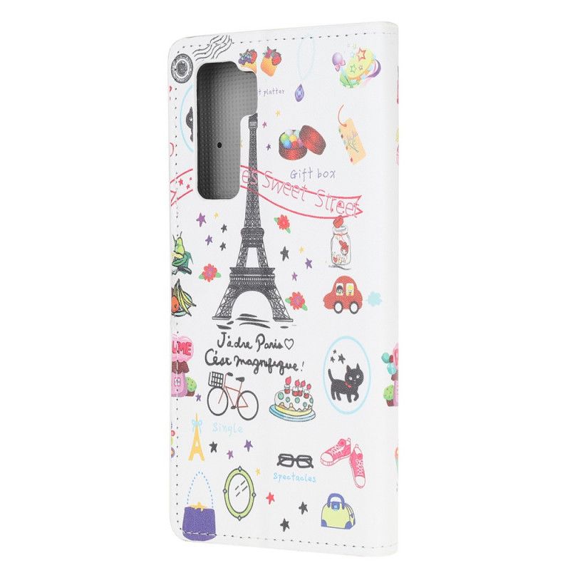 Flip Cover Læder Huawei P40 Lite 5G Jeg Elsker Paris