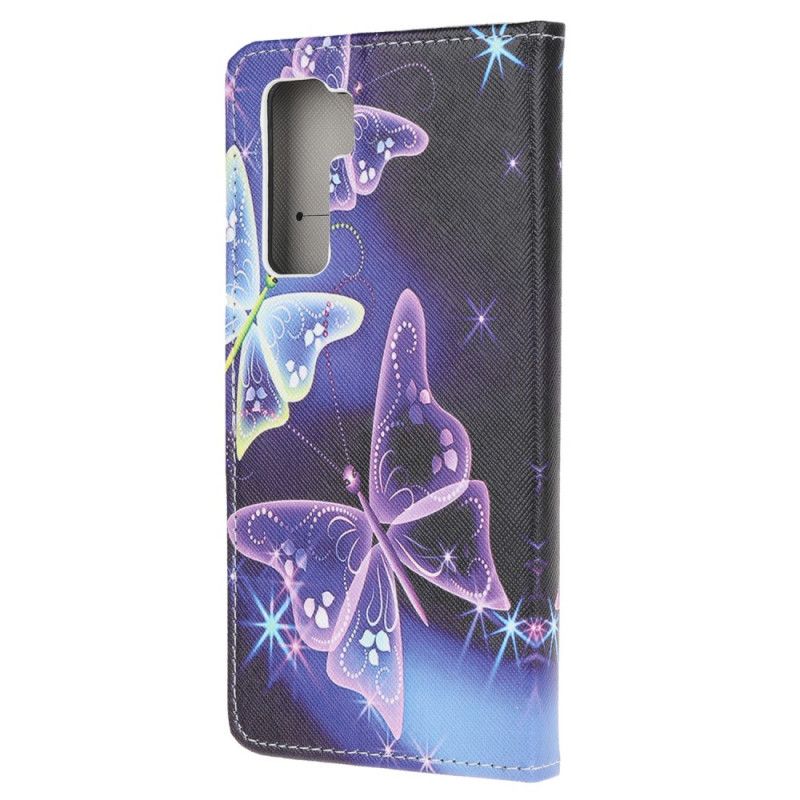 Flip Cover Læder Huawei P40 Lite 5G Lyseblå Sommerfugle Og Blomster