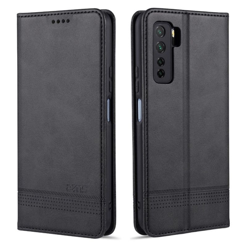 Læder Cover for Huawei P40 Lite 5G Sort Azns Læder Stil