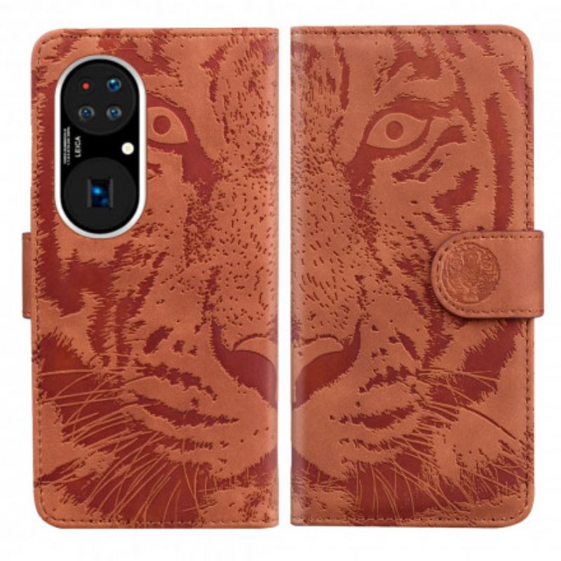 Flip Cover Huawei P50 Tiger Face Print