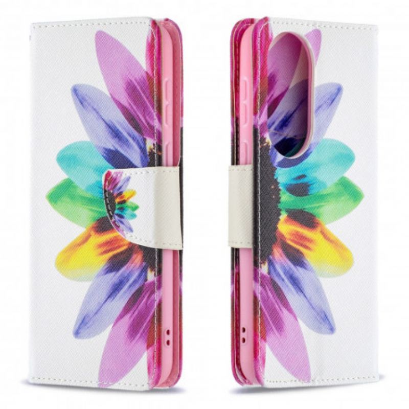 Flip Cover Til Huawei P50 Blomsterakvarel