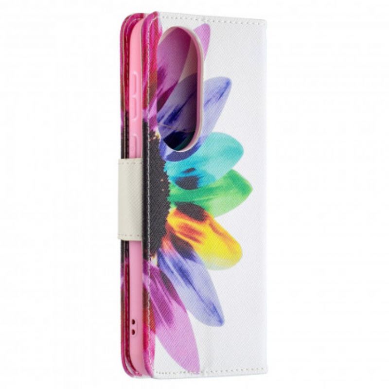 Flip Cover Til Huawei P50 Blomsterakvarel