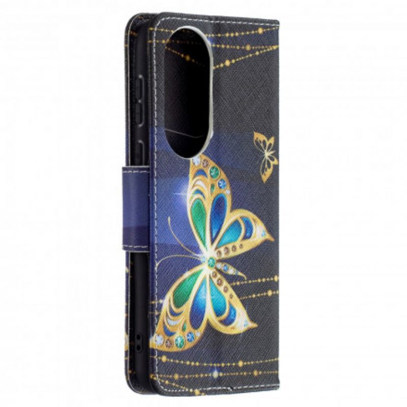 Flip Cover Til Huawei P50 Magic Butterfly