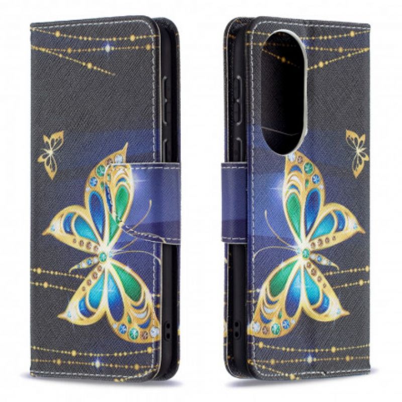 Flip Cover Til Huawei P50 Magic Butterfly