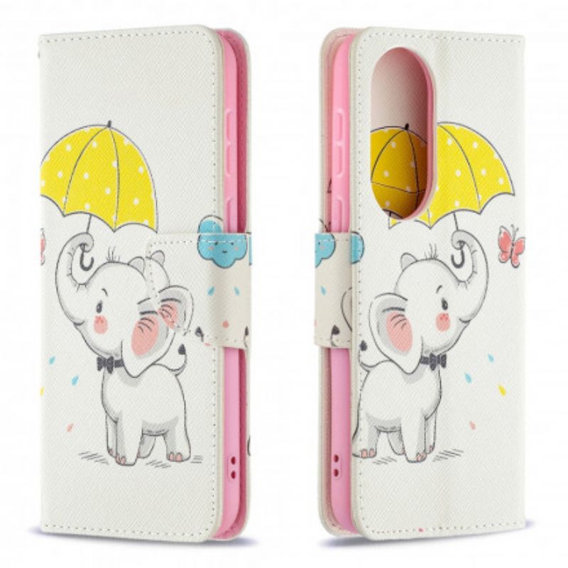 Læder Cover Huawei P50 Telefon Etui Babyelefant