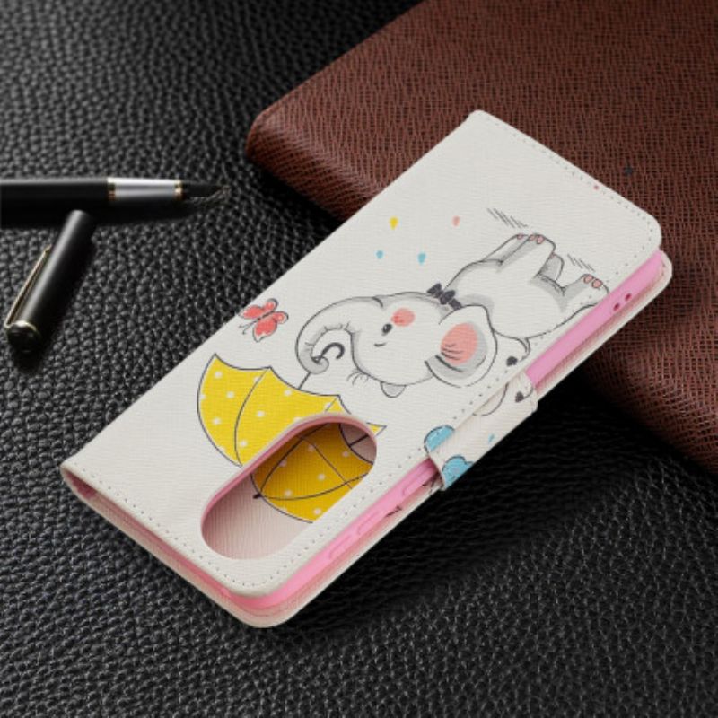 Læder Cover Huawei P50 Telefon Etui Babyelefant