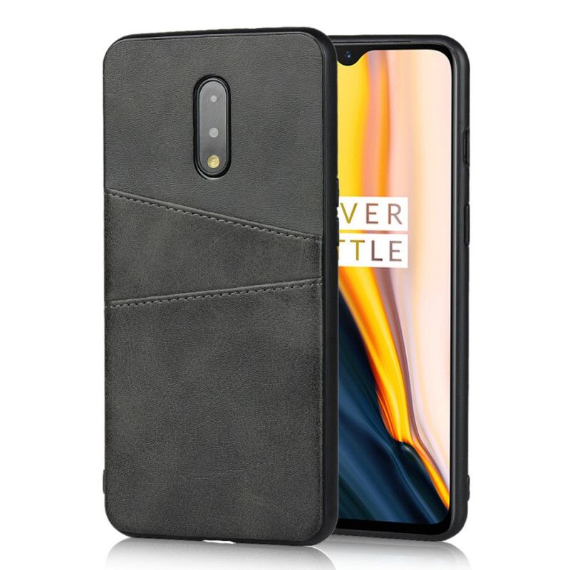 Cover OnePlus 7 Sort Dobbelt Kortholder