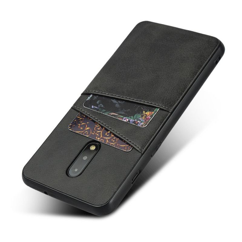 Cover OnePlus 7 Sort Dobbelt Kortholder