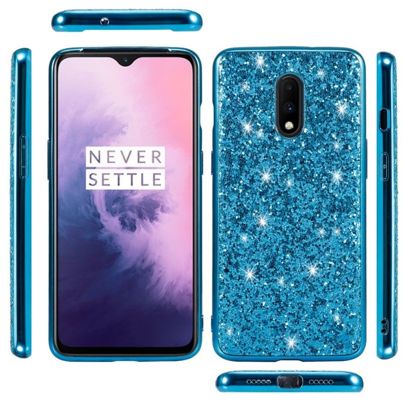 Cover OnePlus 7 Sort Mobilcover Premium Glitter