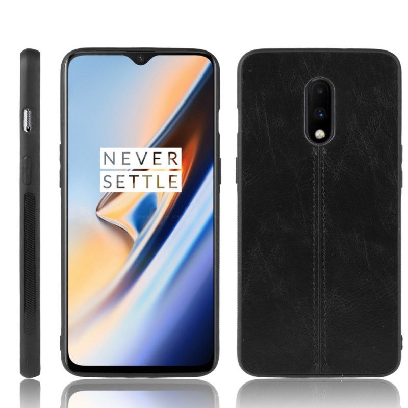 Cover OnePlus 7 Sort Syet Lædereffekt