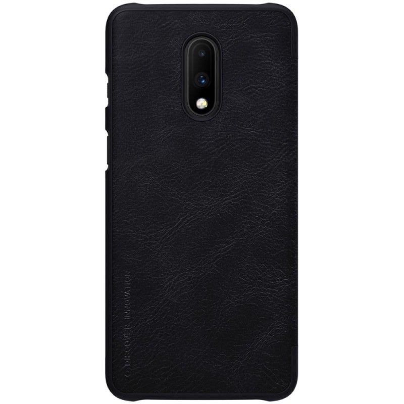 Læder Cover for OnePlus 7 Sort Nillkin Qin-Serie