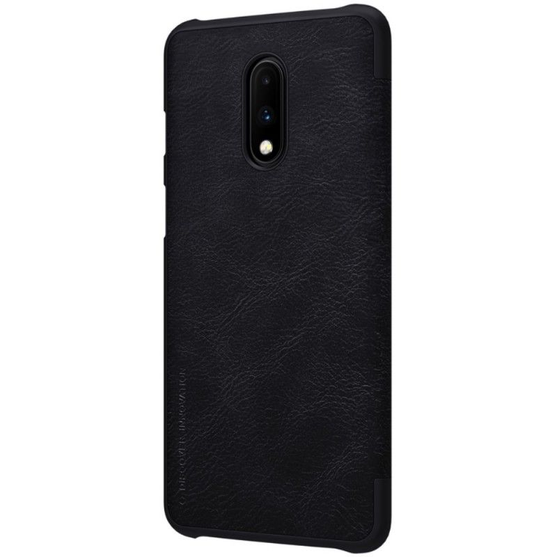 Læder Cover for OnePlus 7 Sort Nillkin Qin-Serie