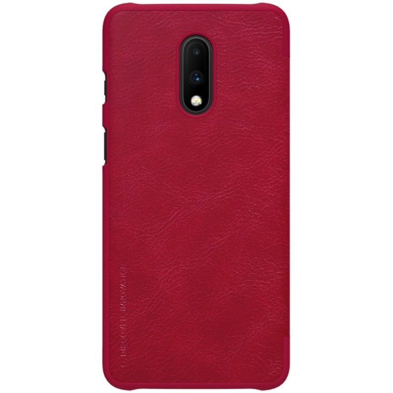 Læder Cover for OnePlus 7 Sort Nillkin Qin-Serie