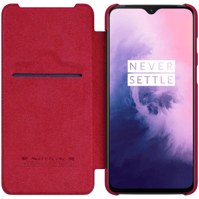 Læder Cover for OnePlus 7 Sort Nillkin Qin-Serie