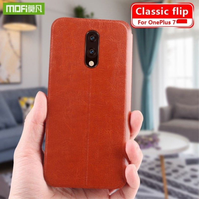 Læder Cover OnePlus 7 Sort Mofi