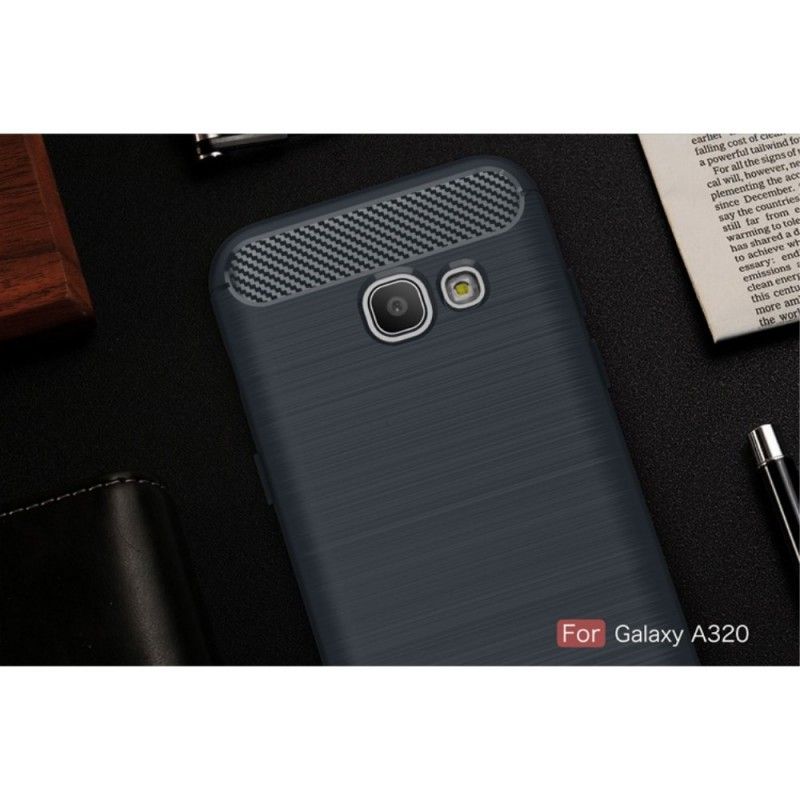 Cover Samsung Galaxy A3 2017 Sort Børstet Kulfiber Original