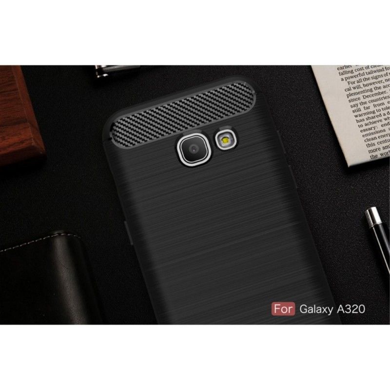 Cover Samsung Galaxy A3 2017 Sort Børstet Kulfiber Original