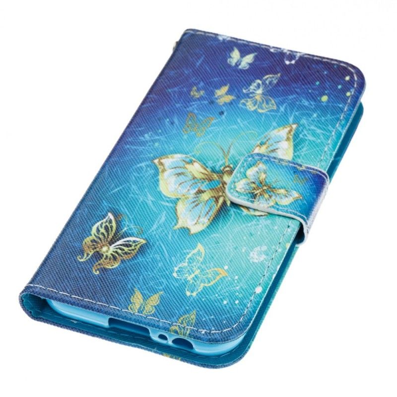 Flip Cover Læder Samsung Galaxy A3 2017 Gyldne Sommerfugle Beskyttelse