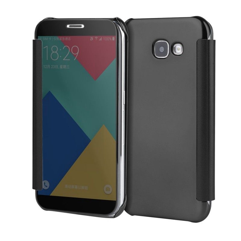 Læder Cover Samsung Galaxy A3 2017 Sort Spejl Original