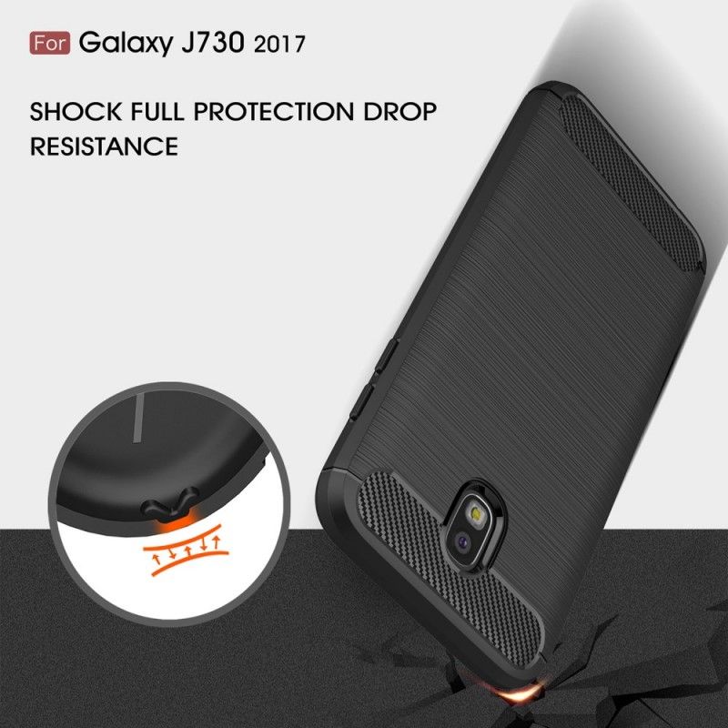 Cover Samsung Galaxy J7 2017 Sort Børstet Kulfiber Beskyttelse