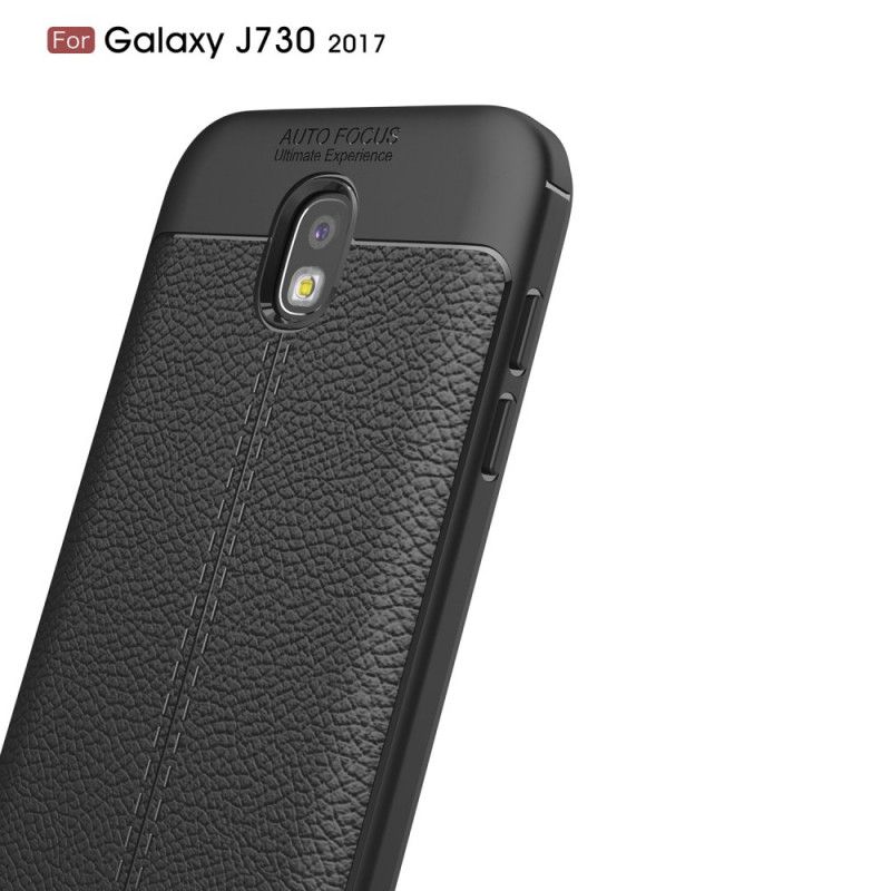 Cover Samsung Galaxy J7 2017 Sort Dobbelt Line Lychee Læder Effekt