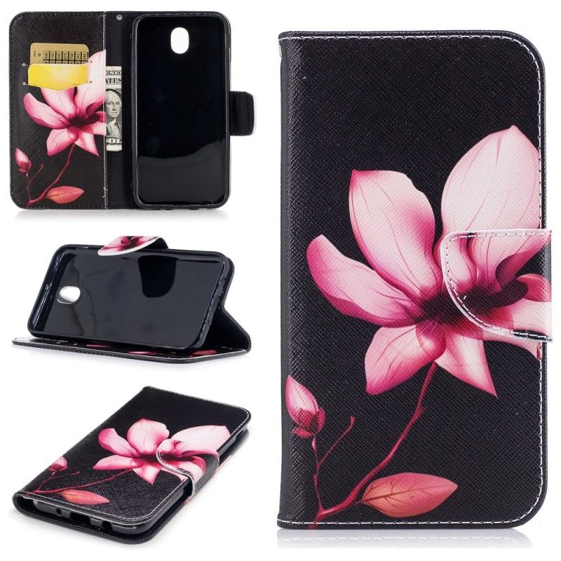 Flip Cover Læder for Samsung Galaxy J7 2017 Lyserød Blomst