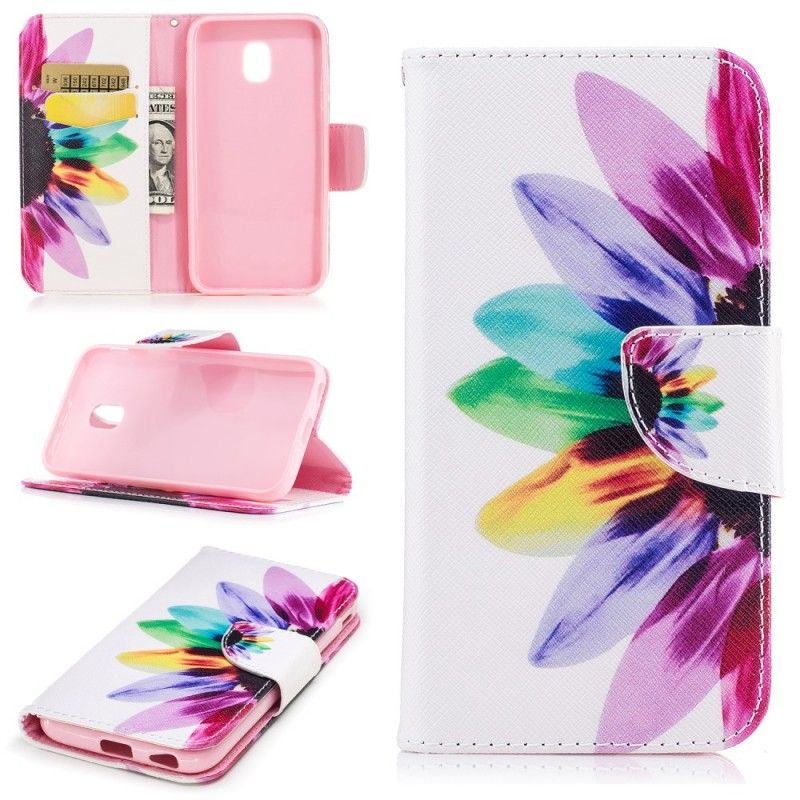 Flip Cover Samsung Galaxy J7 2017 Mobilcover Akvarelblomst