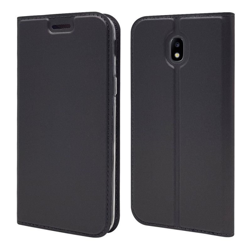 Læder Cover Samsung Galaxy J7 2017 Sort Magnetisk Lås