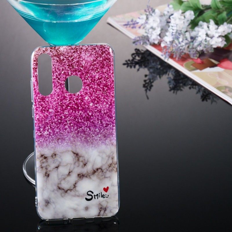 Cover for Huawei P30 Lite Marmorglitter Og Smil