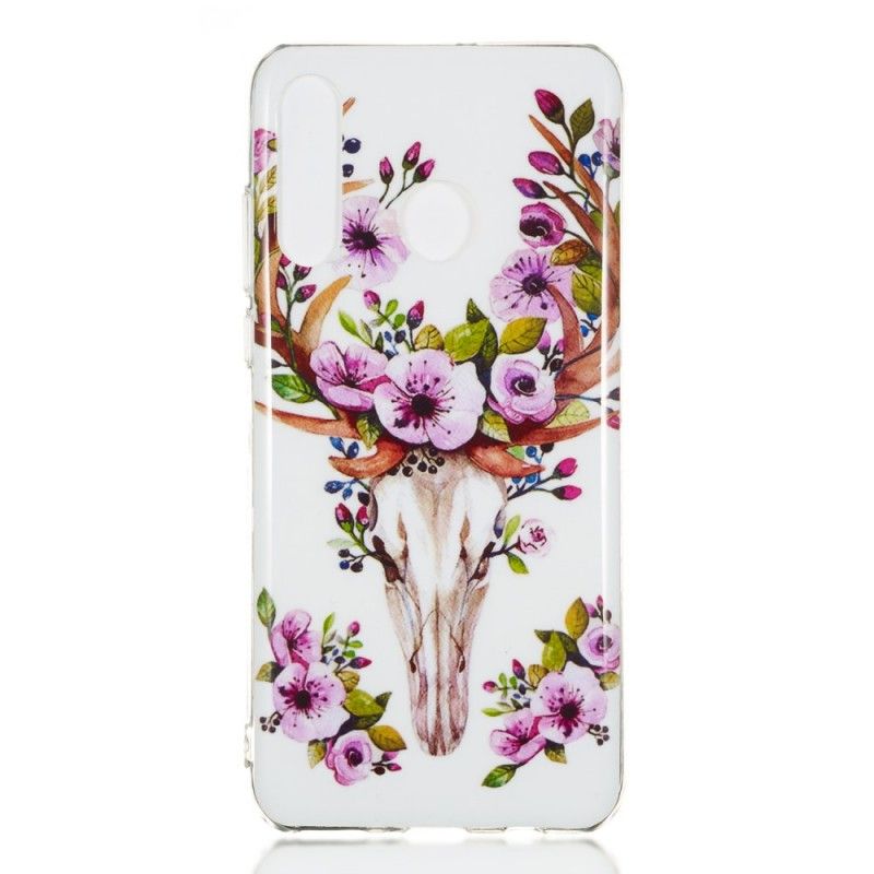 Cover Huawei P30 Lite Mobilcover Fluorescerende Blomstrende Elg