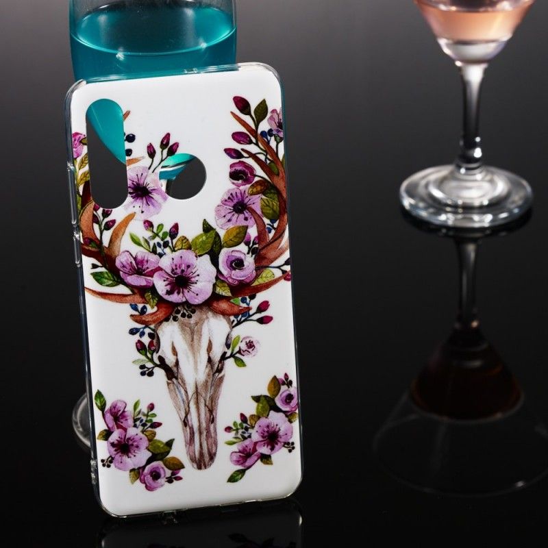 Cover Huawei P30 Lite Mobilcover Fluorescerende Blomstrende Elg