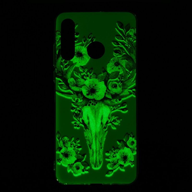 Cover Huawei P30 Lite Mobilcover Fluorescerende Blomstrende Elg