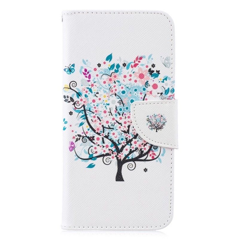 Flip Cover Læder for Huawei P30 Lite Blomstret Træ