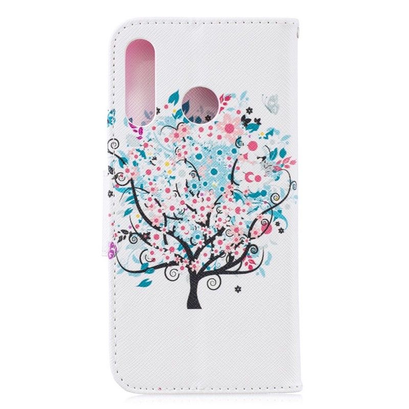 Flip Cover Læder for Huawei P30 Lite Blomstret Træ