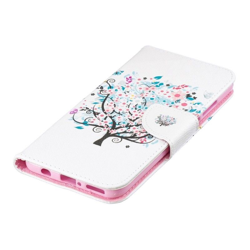 Flip Cover Læder for Huawei P30 Lite Blomstret Træ